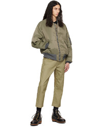 Blouson aviateur en nylon marron clair Fumito Ganryu