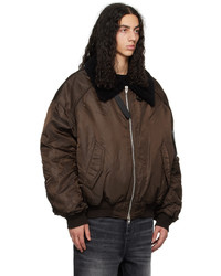 Blouson aviateur en nylon marron foncé Juun.J