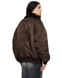 Blouson aviateur en nylon marron foncé Juun.J