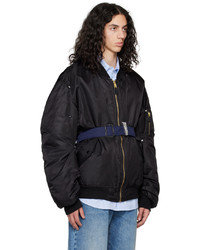 Blouson aviateur en nylon noir Marina Yee