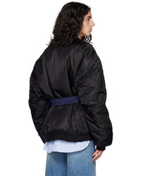 Blouson aviateur en nylon noir Marina Yee