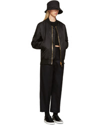 Blouson aviateur en nylon noir Palm Angels