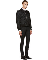 Blouson aviateur en nylon noir Saint Laurent