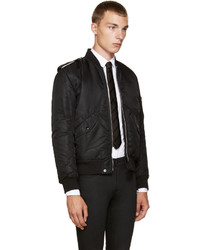 Blouson aviateur en nylon noir Saint Laurent