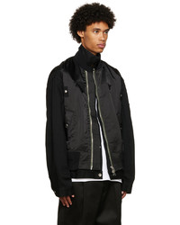 Blouson aviateur en nylon noir Sacai