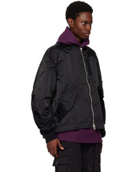 Blouson aviateur en nylon noir Sacai