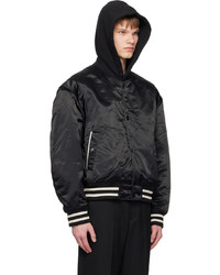 Blouson aviateur en nylon noir Solid Homme