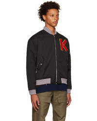 Blouson aviateur en nylon noir Kenzo