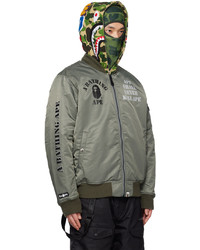 Blouson aviateur en nylon olive BAPE