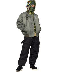 Blouson aviateur en nylon olive BAPE