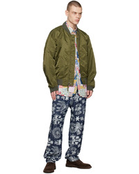 Blouson aviateur en nylon olive Engineered Garments