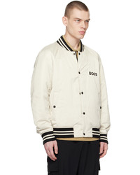 Blouson aviateur en satin blanc BOSS