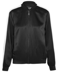 Blouson aviateur en satin brodé noir