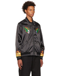 Blouson aviateur en satin brodé noir Stolen Girlfriends Club