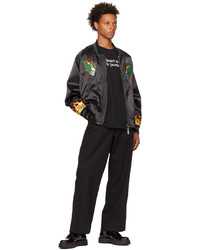 Blouson aviateur en satin brodé noir Stolen Girlfriends Club