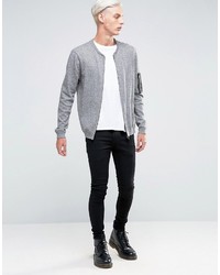 Blouson aviateur en tricot gris Asos