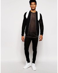 Blouson aviateur en tricot noir Asos