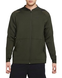 Blouson aviateur en tricot vert foncé