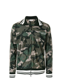 Blouson aviateur en tulle camouflage vert foncé