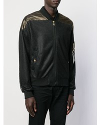 Blouson aviateur en tulle noir VERSACE JEANS COUTURE