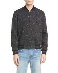 Blouson aviateur en tweed noir