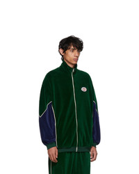 Blouson aviateur en velours vert foncé Gucci