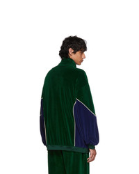 Blouson aviateur en velours vert foncé Gucci