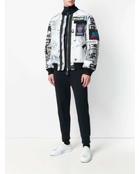 Blouson aviateur imprimé blanc et noir Diesel