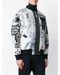 Blouson aviateur imprimé blanc et noir Diesel