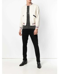 Blouson aviateur imprimé blanc Saint Laurent