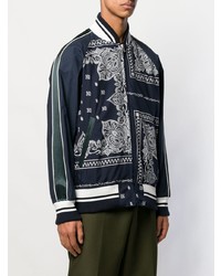 Blouson aviateur imprimé bleu marine Sacai