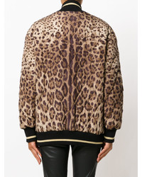 Blouson aviateur imprimé léopard marron Dolce & Gabbana