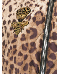 Blouson aviateur imprimé léopard marron Dolce & Gabbana
