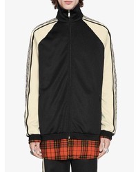 Blouson aviateur imprimé noir et blanc Gucci