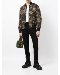 Blouson aviateur imprimé noir VERSACE JEANS COUTURE