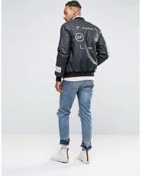 Blouson aviateur imprimé noir Asos