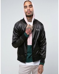 Blouson aviateur imprimé noir Stussy