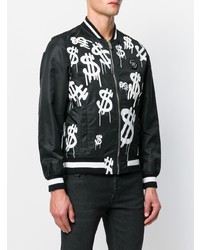 Blouson aviateur imprimé noir Philipp Plein