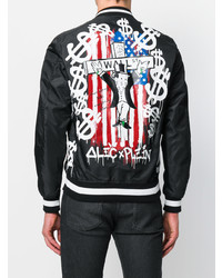 Blouson aviateur imprimé noir Philipp Plein