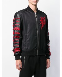 Blouson aviateur imprimé noir Philipp Plein