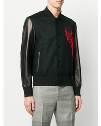 Blouson aviateur imprimé noir Alexander McQueen