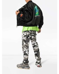 Blouson aviateur imprimé noir Heron Preston