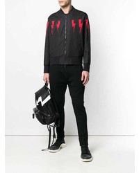 Blouson aviateur imprimé noir Neil Barrett