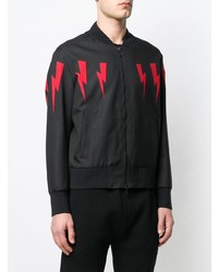 Blouson aviateur imprimé noir Neil Barrett