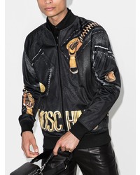 Blouson aviateur imprimé noir Moschino