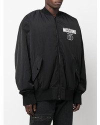 Blouson aviateur imprimé noir Moschino