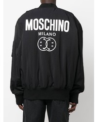 Blouson aviateur imprimé noir Moschino