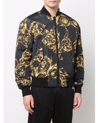 Blouson aviateur imprimé noir VERSACE JEANS COUTURE