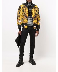 Blouson aviateur imprimé noir Moschino