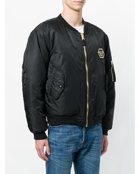 Blouson aviateur imprimé noir Philipp Plein